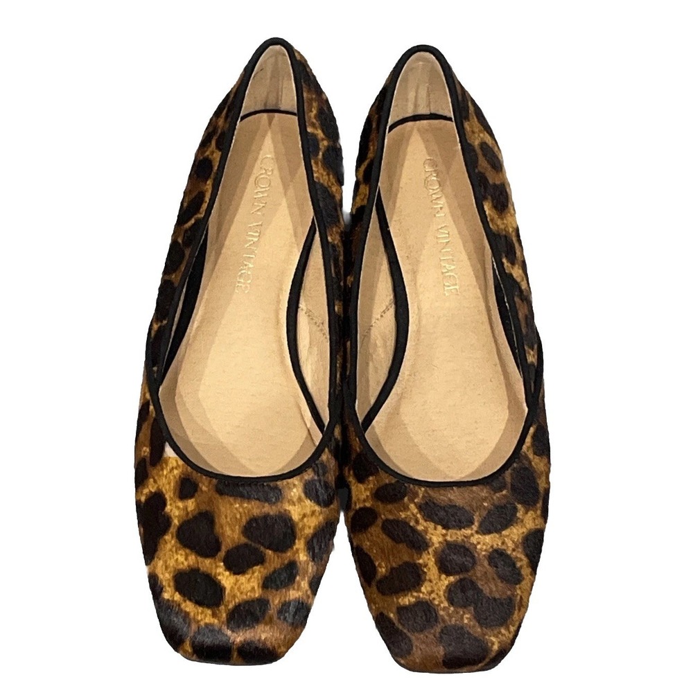 New Crown‎ Vintage Jumbo Leopard Hair Calf Micros Flats Women's 8.5M CV-TALZIE